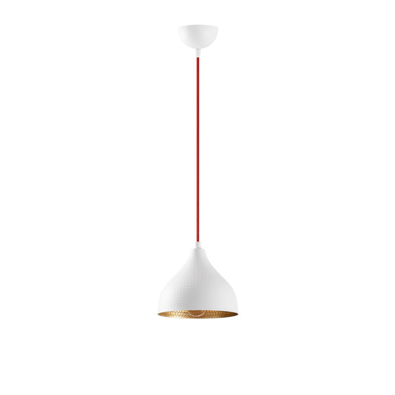 Luminaire suspendu en dome à 1 lumière, Blanc, Blanc /Rouge