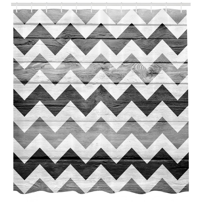 Chevron Shower Curtain with Hooks Included, 75" H x 69" W