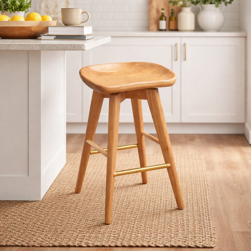 Basnti Swivel Solid Wood Counter Stool, Counter Stool (24" Seat Height), Natural