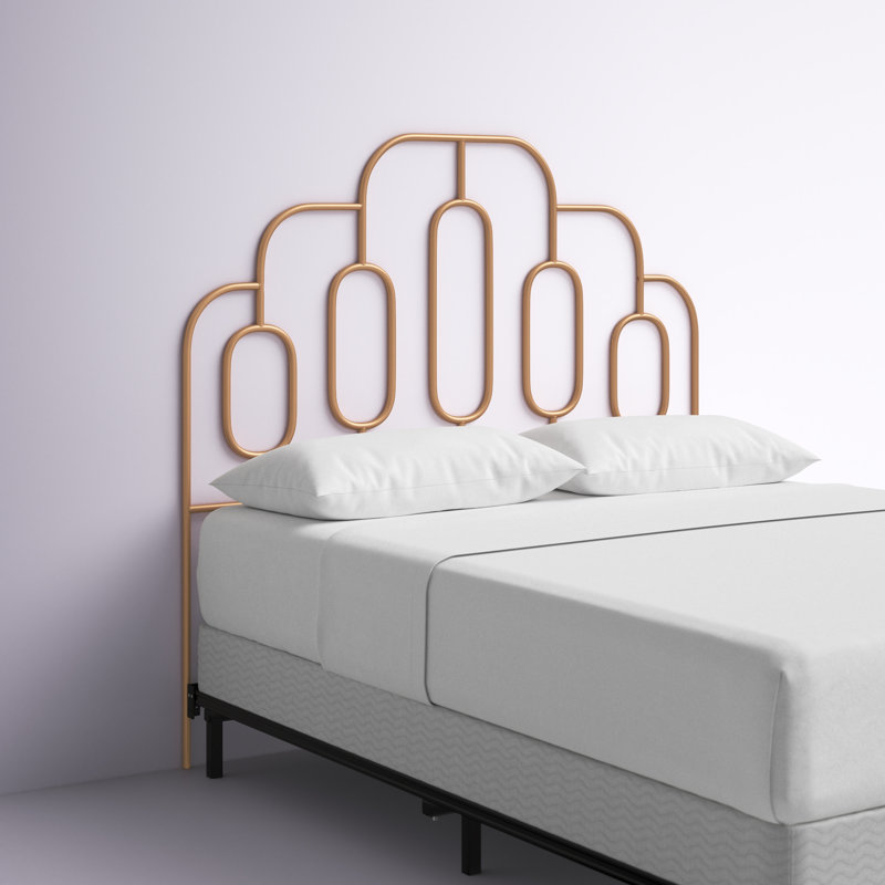 Magdeline Metal Headboard, Queen, Gold