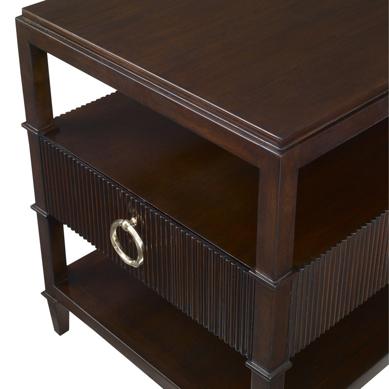 Reeded Solid Wood End Table