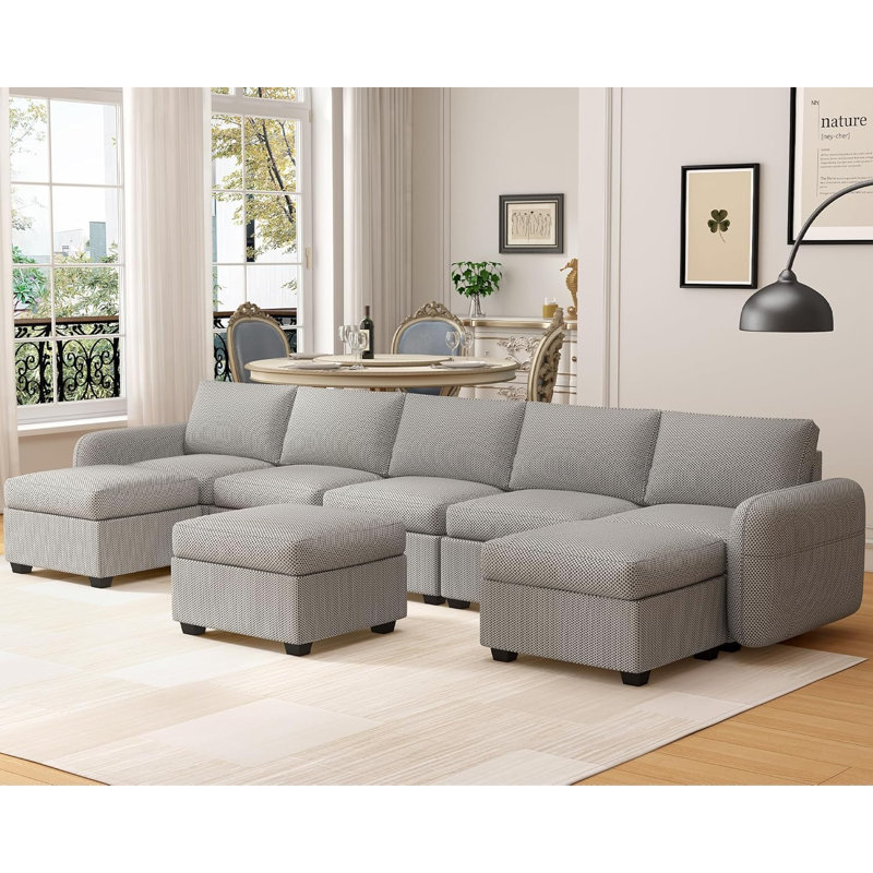 Canapé modulaire 8 pièces Jazabell, Gris clair