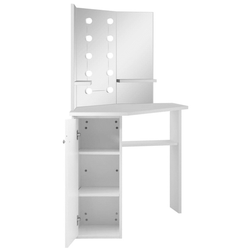 Dressing Table with Mirror, White