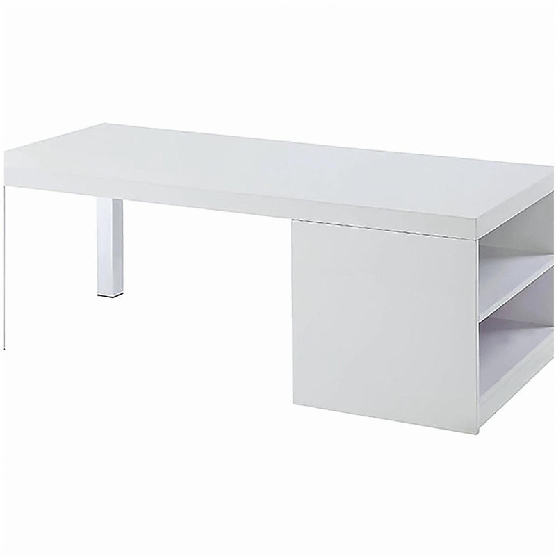 Table basse blanche ultrabrillante et chrome