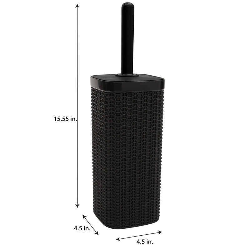 Matte Black Woven Plastic Toilet Brush Set