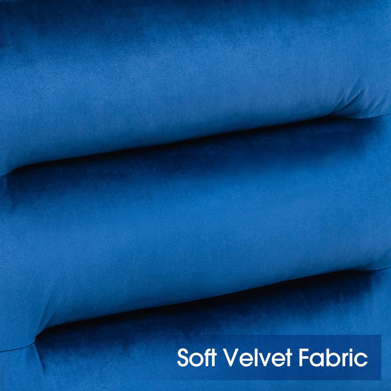 Ensemble de 2 chaises d'appoint en velours avec repose-pieds Shiala, Velours bleu