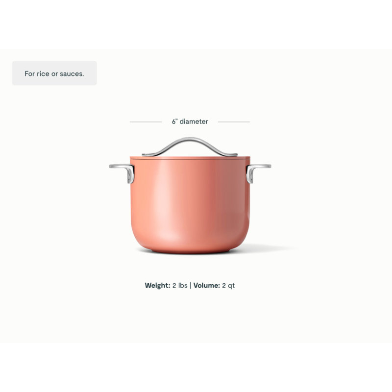 Caraway Nonstick Ceramic Petite Cooker W/ Lid, Perracotta, 2 quarts