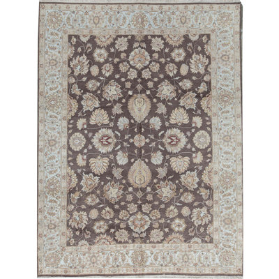 Wool Oriental Area Rug in Brown/Light Blue