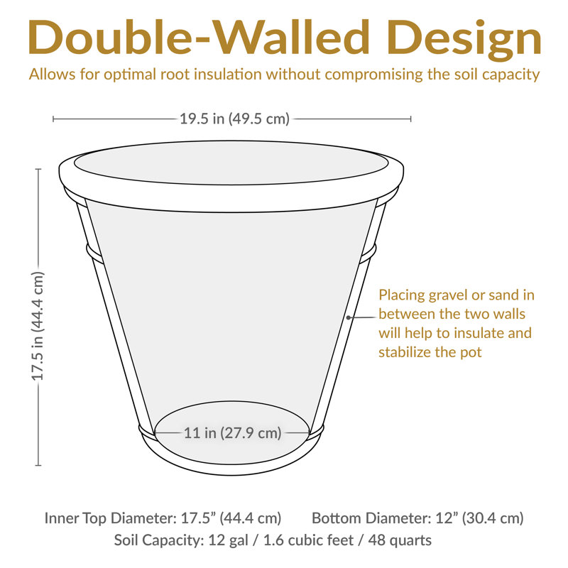 Kehlani 19.5" x 19.5" x 17.5" Round Sable Polyresin Outdoor Planter Pot - Weathered Sable - Set of 2, 2, Weathered Sable