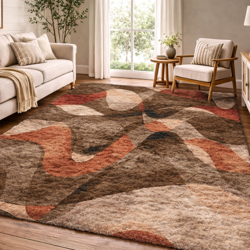 Tapis à poil long de qualité supérieure lavable à la machine ADS536, Chocolat, 3 pi x 5 pi