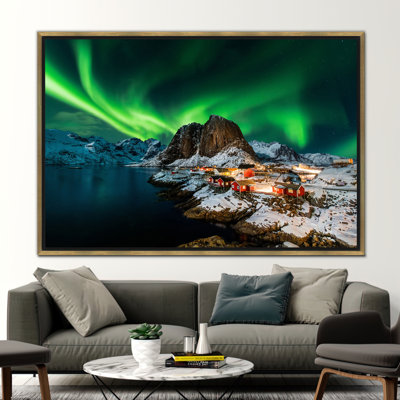 Northern Lights Landscape Canvas Art - Lofoten Inspired Decorative Wall Print Gift