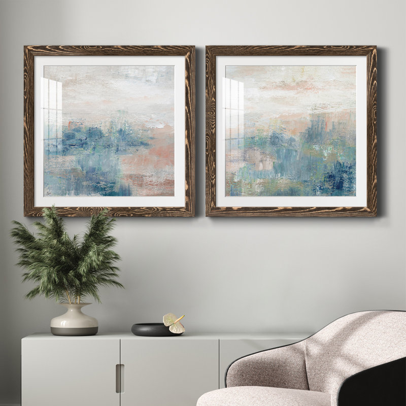 Cottage Grove I - ensemble de 2 peintures encadrées, Encadré de bois de noyer, H 35,5 po x l 71 po x P 1,5 po