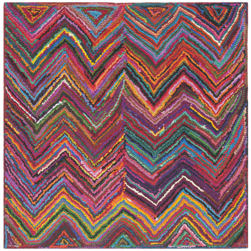 Anaheim Hand Tufted Wool Pile Chevron Rug, Square 8'