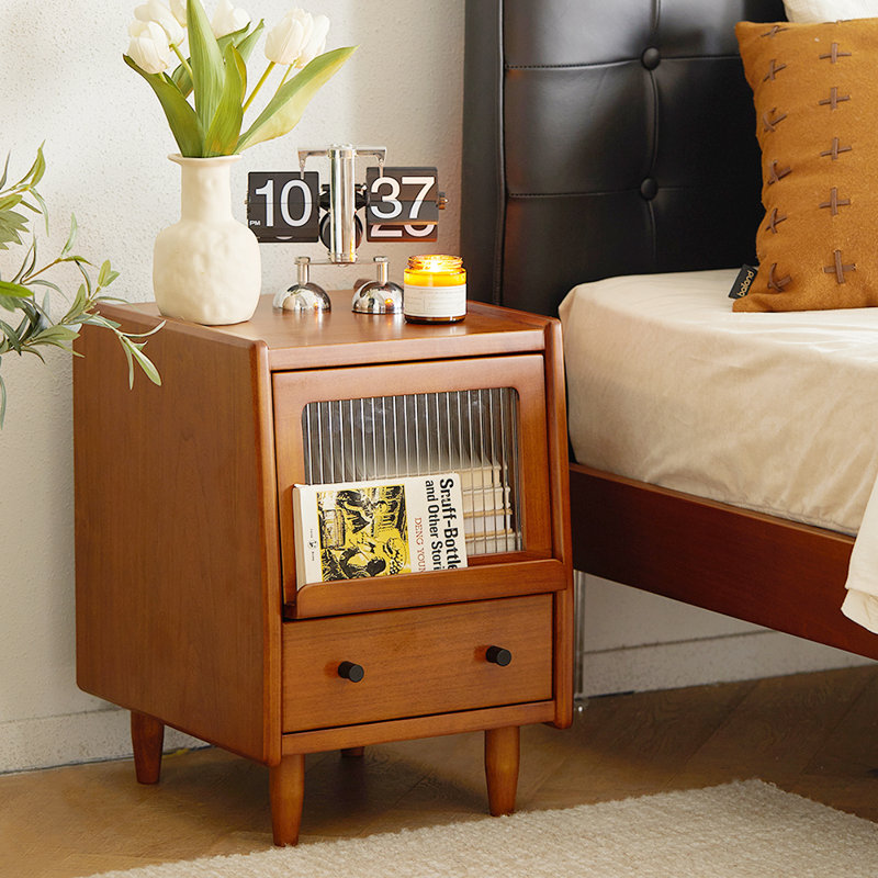 Solid Wood Nightstand End Table With Drawer