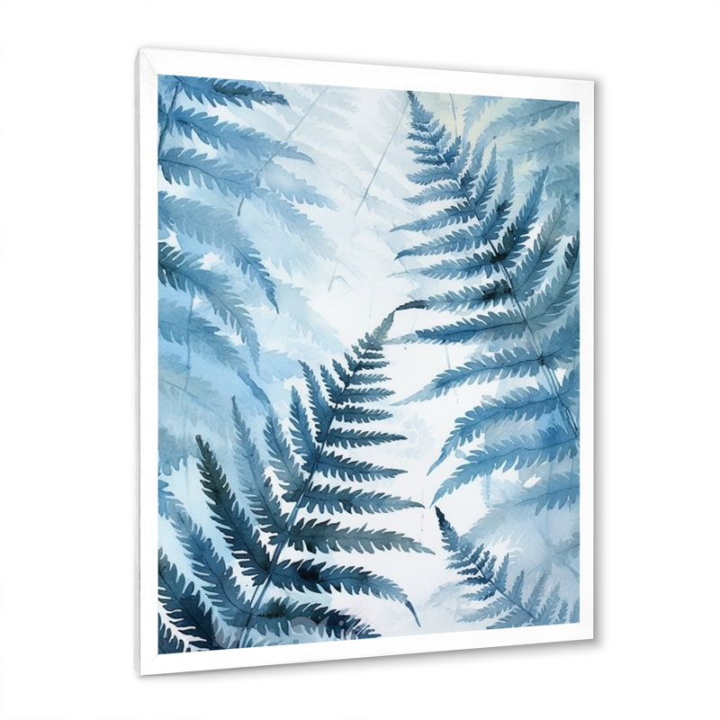 Fougère bleue III sur toile, H 44 po x l 34 po, Toile encadrée blanche avec une seule photo