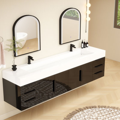 Jessica 83.5 " Wall Mounted Double Bathroom Vanity Base