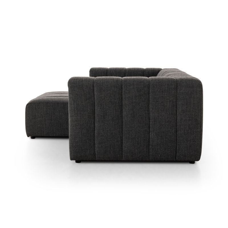 Langham Chaise Sectional, Saxon Charcoal Polyester, Left Hand Facing