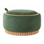Repose-pieds de rangement rond de 29 po avec pieds en bois massif, table basse moderne avec couvercle réversible, structure en bois, repose-pieds en chenille pour le salon, aucun assemblage requis-781415796
