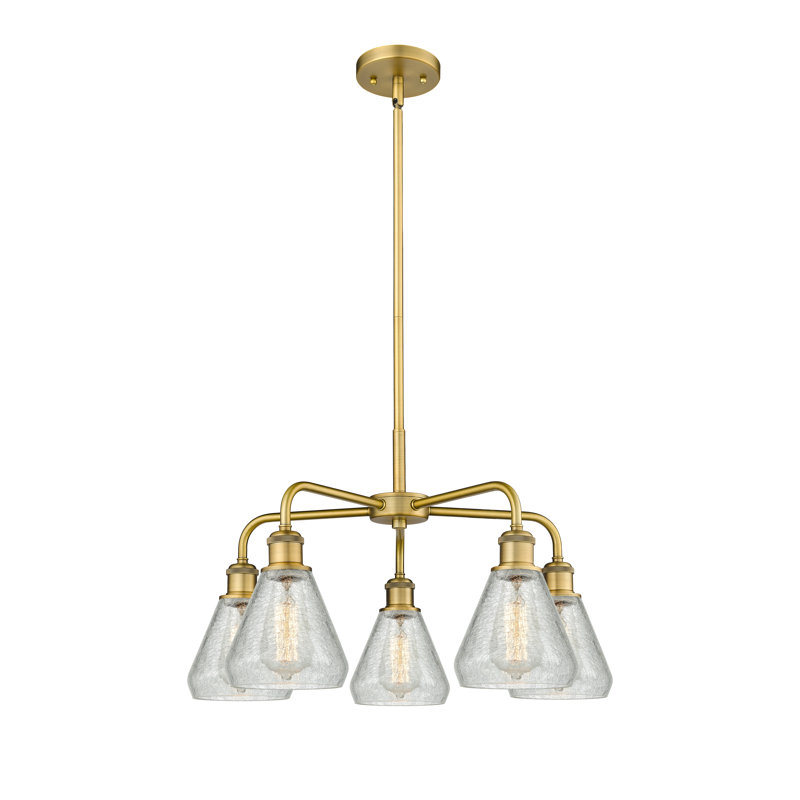 Lustre conique à 5 lumières Kotter, Laiton brossé