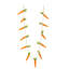 Artificial Carrot Garland. The garland length measures 6 feet in length and the carrots measure 6.5" tall and 1.5" wide.