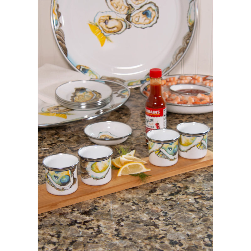 Golden Rabbit Enamelware Oyster 15.5" Serving Tray