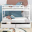 Lit superposé simple au dessus d'un lit double en bois avec 2 tiroirs de rangement-370864344