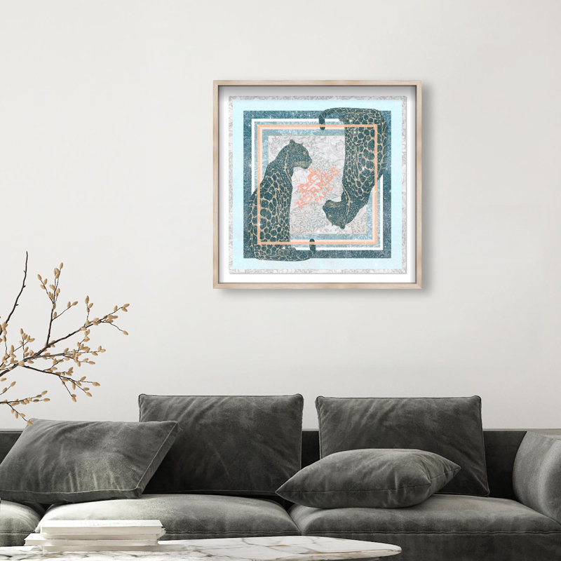Dual Paris Cheetah Print Glam Jungle by Oliver Gal, Black Frame, 12 x 12, 13.5" H x 13.5" W, White