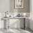 Luxury Full-length Mirror Console Table With Fluted Tempered Glass And Rounded Edge