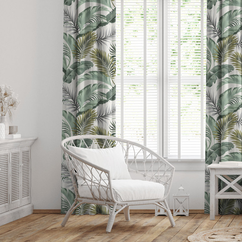 Frondosa  Seagrass Cotton Pinch Pleat Drapery Panel Set of 2, 20" W x 108" L