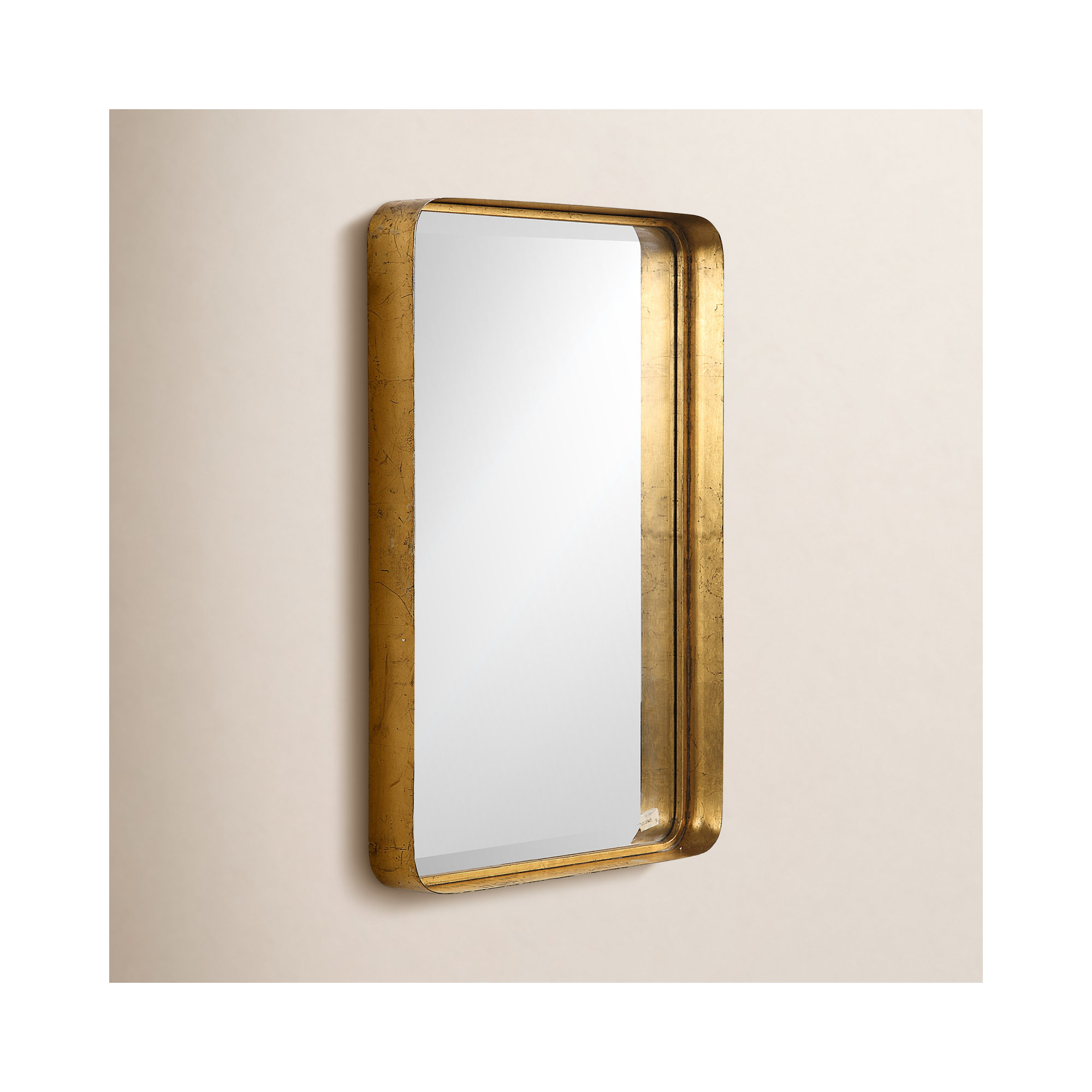 Rylie Metal Rectangle Wall Mirror, Antique Gold,  30.25" H x 20.13"