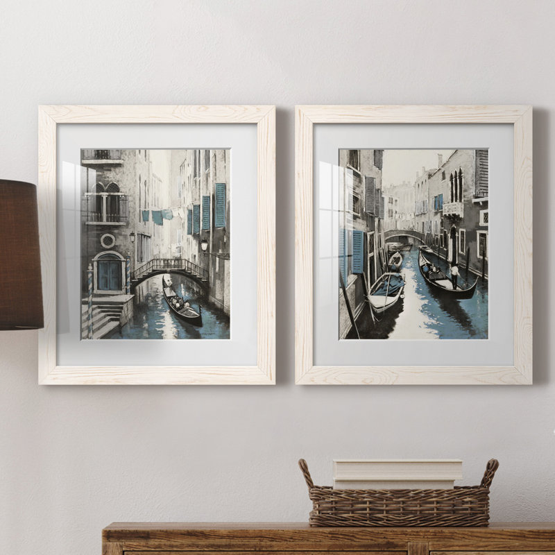 Venise I - ensemble de 2 reproductions d'art, Papier encadré blanc, Blanc, H 24 po x l 36 po x P 1,5 po