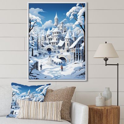 «White Winter Village Landscape I - Forest», art mural