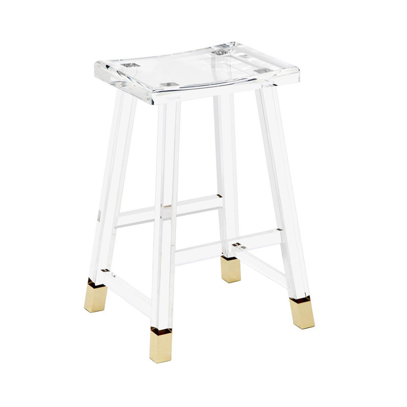 Ensemble de 4 tabourets de bar modernes en acrylique de style vaughan, Doré