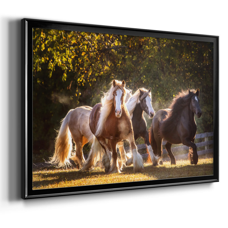 " Sunlit Horses III ", Black, 26" H x 38" W x 1.5" D