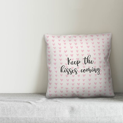  Keep The Kisses Coming in Hearts Pattern Throw Pillow
