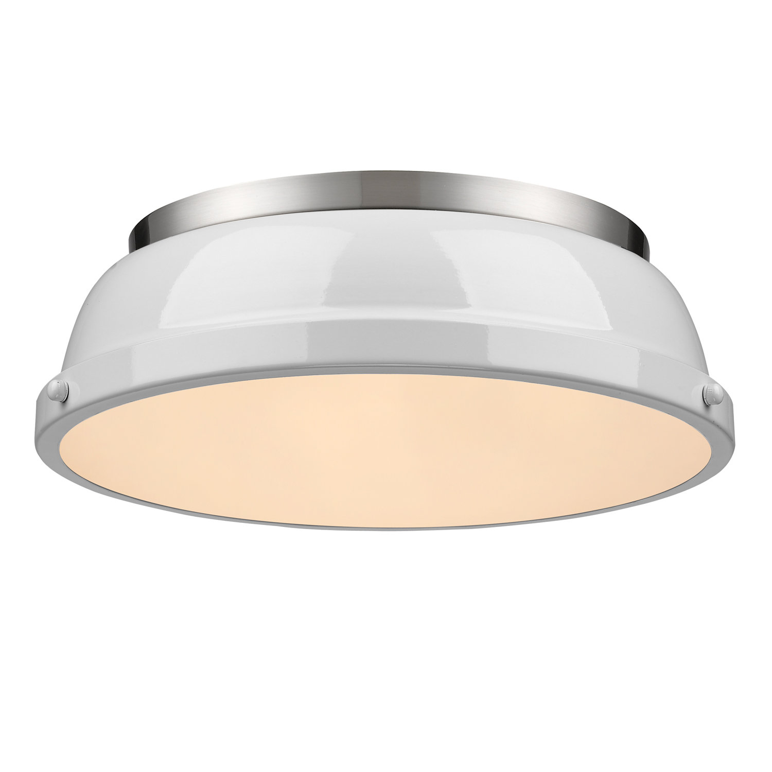 Calico 2 Light Steel Flush Mount, White, Pewter