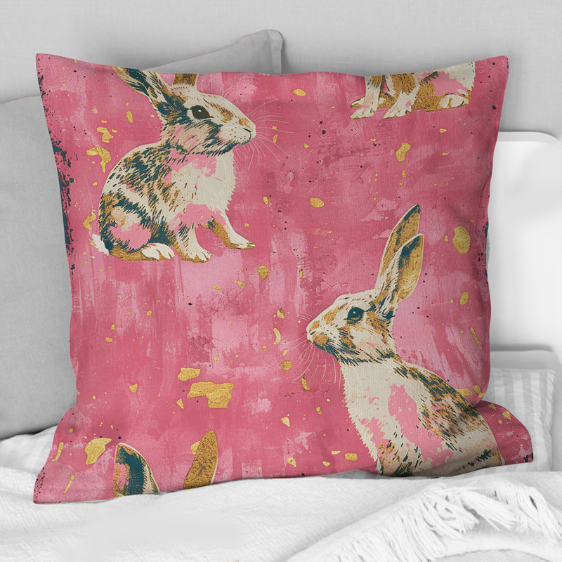 Rabbit Glam - Glam Throw Pillow, 16"H x16"H