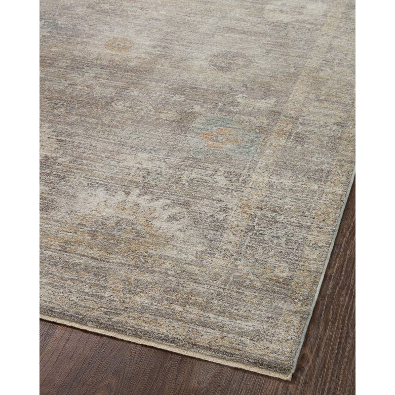 Millie Stone and Natural Floral 2' x 4' Synthetic Area Rug