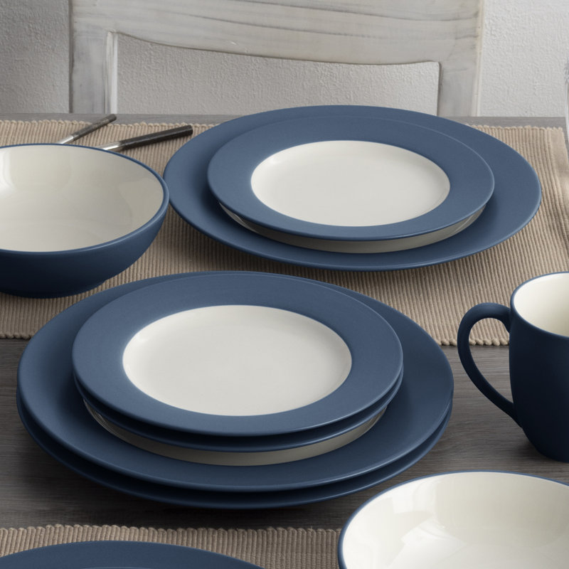 Noritake Colorwave 16-Piece Rim Dinnerware Set, Service for 4, Blue