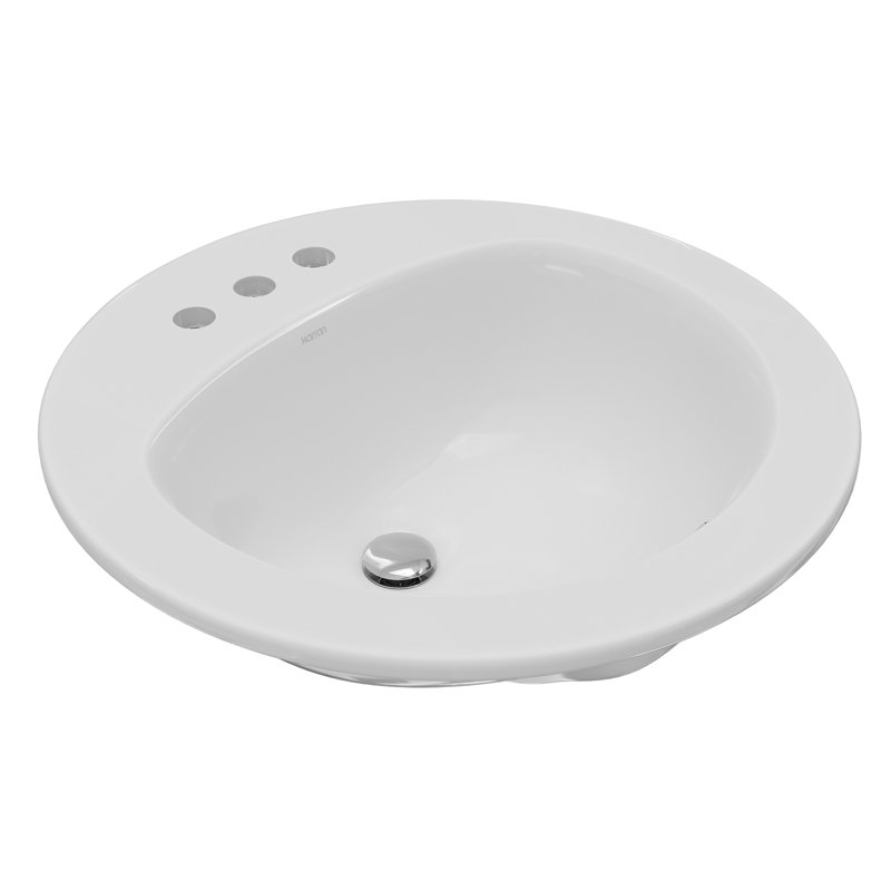 Karran Valera 20" Circular Top Mount Vitreous China Bathroom Sink in White