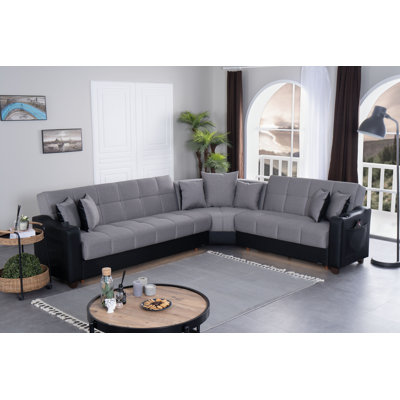 Canapé modulaire Lindsey beige avec similicuir chocolat