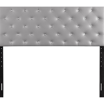 Grand lit gris avec tête de lit en similicuir - Hauteur réglable pour les grands matelas rembourrés de mousse facile à entretenir