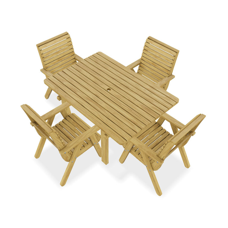 Pepe Garden Furniture Dining Sets 6 - Person Wood Patio Dining Set with Rectangular Table, 71" H x 100" W x 145" D
