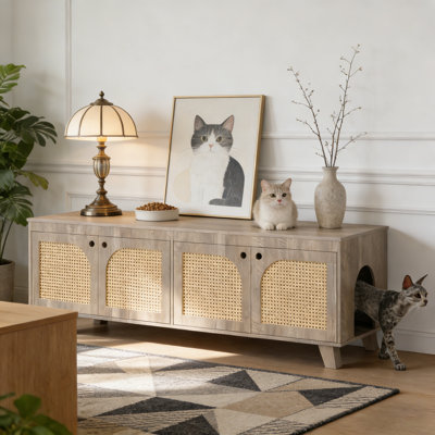 Armoire à litière double pour chat caché 
