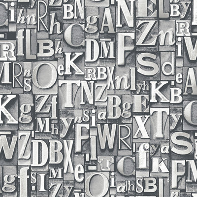 Nostalgie Block Letters Design Wallpaper Roll