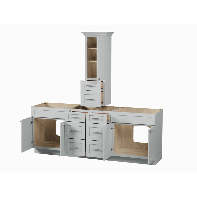 Meuble-lavabo double 90 po avec comptoir Disar, Gris