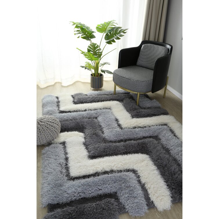 Barrelville Geometric Handmade Gray/Blue Area Rug