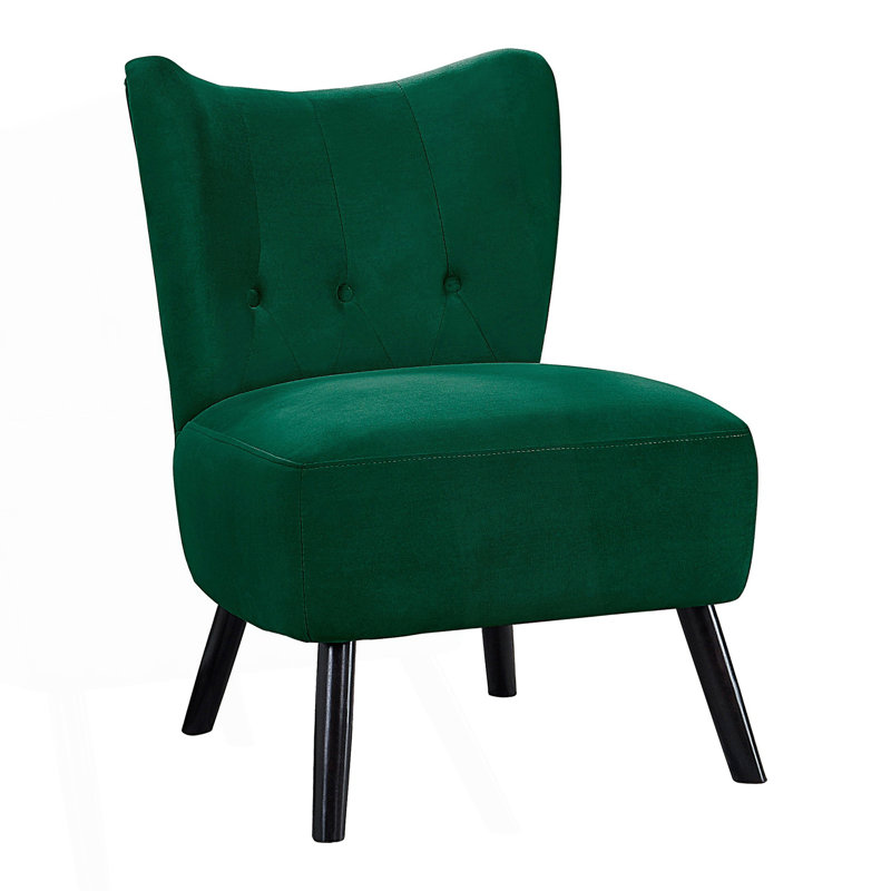 Chaise d'appoint de style unique, chaise rembourrée avec dossier capitonné, chaise de lecture, Vert
