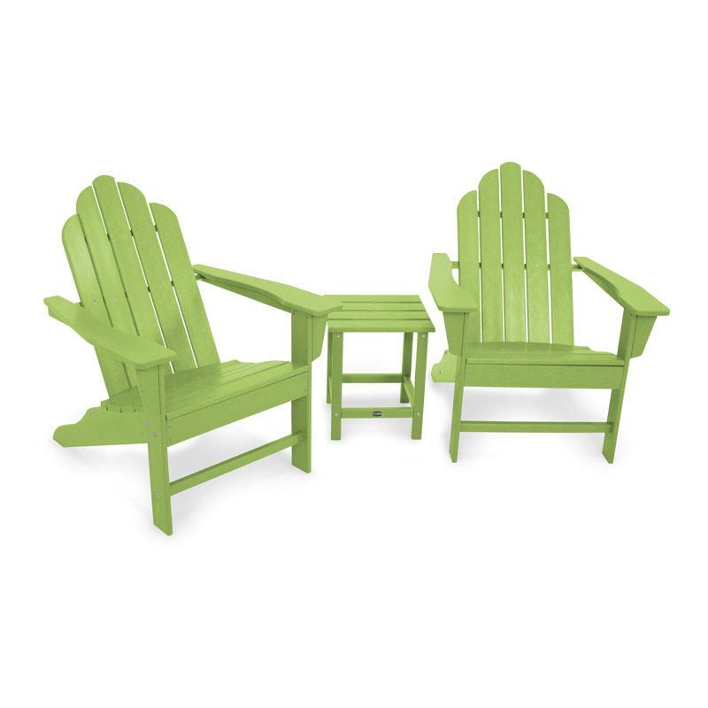 POLYWOOD Long Island Adirondack 3-Piece Set, Lime