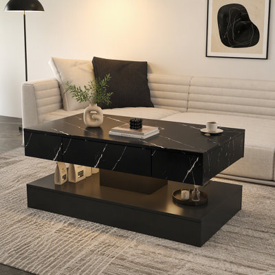 Table basse haute DEL 16,93 po, table basse moderne pour le salon, tables de salon, grands meubles de salon, lumières DEL